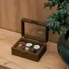 Caja de madera retro para relojes, pulseras, joyas y accesorios, la más vendida transfronteriza, caja de exhibición a prueba de polvo de alta gama, al por mayor