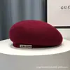 Boina de lana británica para mujer, otoño e invierno, celebridad de internet, elegante, blanca, sombrero de pintor, que estiliza la cara, gorro de boina de punto de lana de cordero