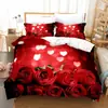 Amazon transfronteiriço conjunto de três peças flor do amor impressão digital 3D roupa de cama comércio exterior Fábrica de Têxteis para o Lar atacado