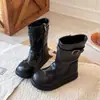 Botas de cano médio da moda para meninas mais velhas, coleção outono 2026, botas individuais, botas de couro estilo princesa, botas de menina, botas infantis BMW