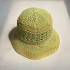 Nuevo Sombrero de Pescador Tejido a Crochet Hecho a Mano Estilo Coreano Combinación de Colores para Mujer Primavera y Verano Diseño Hueco Transpirable Versátil Casual