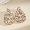 Pendientes colgantes de rombos con borlas tachonados de diamantes de aguja de plata transfronterizos europeos y americanos, pendientes exquisitos y de moda, pendientes versátiles y elegantes al por mayor
