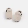 Sapatos Peludos de Algodão Quente Cor Sólida para Crianças Tamanho Grande 2026 Outono/Inverno Novos Estilosos Versáteis Casuais Mocassins Sapatos de Algodão