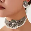 1 Conjunto de Moda Retrô Estilo Étnico Asa com Strass Franja Temperamento Exagerado Conjunto de Joias Colar e Brincos Femininos