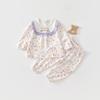 Conjunto de Duas Peças de Roupa e Calça para Meninas, Estilo Primavera e Outono, Algodão Puro, Estilo Princesa, Roupa para Bebê Menina, Temporada de Primavera, Certificado de Segurança