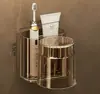 Há quatro cores disponíveis: transparente, rosa, cristal preto e cristal marrom. 2/Tamanho: Comprimento 13,5 cm, Largura 11,5 cm, Altura 10,5 cm. 3/Material acrílico. Inclui 1 adesivo sem marca e 1 copo para enxaguante bucal. 4/O pequeno furo na parte inferior não acumula água, é ventilado e seco, e não teme umidade. 5/Múltiplas opções de cores para atender às suas preferências. 6/Instalação sem furos, sem danos à parede, conveniente e rápida. 7/Adesivo forte sem pregos, pendura firmemente o porta-escovas de dentes na parede sem cair. 8/Material de PC de alta qualidade, material ecológico, cristalino, resistente ao calor e inodoro. 9/Prateleira de armazenamento multifuncional montada na parede, armazenamento classificado, fácil acesso, espaço ilimitado. 10/Cantos lisos para evitar arranhar as mãos.