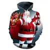 Sudadera Navideña para Hombre de Primavera y Otoño, Papá Noel con Impresión Digital 3D, Sudadera con Capucha Holgada de Moda para Hombre y Mujer