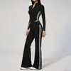 Conjunto de Roupa de Yoga Color Block Transfronteiriço para Mulheres Peça Dupla Outono Casual Versátil Roupas para Corrida ao Ar Livre Fitness Conjunto Esportivo