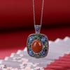 Um Pingente de Caixa de Sachê Completo de Prata Esterlina S925 Prata Esterlina Estilo Palácio Cloisonne South Red Lotus