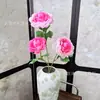 Flor Artificial de Lótus Simulada de 3 Cabeças, Rosa Artificial com Coração, Decoração para Quarto de Casamento e Casa, Flor de Peônia Coreana, Flor Artificial de Peônia