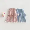 [No hay devoluciones ni cambios] Pantalones acampanados con estampado de gatos para niña, Nuevo estilo primavera 2026, Súper lindos, de encaje, Casual, Modernos