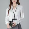 2026 Toma Real Primavera Nuevo Estilo Camisa Blanca para Mujer, Cuello de Camisa Adelgazante de Ajuste Holgado de Gama Alta Top Casual