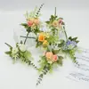 Flores Artificiales de Seda Rosas, Rosas Pequeñas de Primavera, Flores de Eucalipto Atadas a Mano, Flores Falsas, Arreglos Florales DIY Hechos a Mano, Decoraciones para Sala de Estar