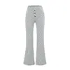 Conjunto Casual de Camiseta de Manga Longa com Gola Redonda e Estampa de Bolinhas + Calça Flare de Cintura Alta com Três Botões Slim Fit
