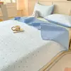 Cubrecama Acolchado de Algodón Lavado Estampado Estudiante Pieza Única Tatami Sábana Gruesa Juego de Tres Piezas para Todas las Estaciones