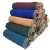 Novo Lenço de Cabeça de Chiffon com Pérolas e Strass para Mulheres, Lenço Longo com Corrente para Sorteio, Lenço Longo, Xale YS010