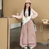 Conjunto Otoñal para Niñas Medianas y Grandes Primavera y Otoño Nueva Ropa Infantil Conjunto de Dos Piezas Camiseta de Manga Larga Casual Pantalones Elegante