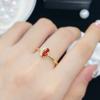 Celebridad de Internet Venta Caliente en Vivo Nuevo Anillo Abierto de Granate Natural Imitación Chapado en Oro de 24K Anillo de Circón Rojo Femenino