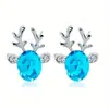 Brincos Estilo Coreano Cristal Gema Galhada Brincos Elegantes Tridimensionais Rena de Natal Brincos Criativos Ins Distintos