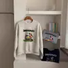 Moletom de Gola Redonda com Estampa de Desenho Estilo Coreano Outono e Inverno para Mulheres Novo Solto Estilo Bf Preguiçoso Casual Comprimento Médio Versátil