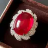Nuevo Huabi Joyería 2024 Base de Cobre Chapado Tipo Hielo de Diamante Temperamento Fluorescente Conjunto de Calcedonia 15*20