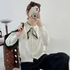 Nuevo cárdigan de punto con cuello redondo y decoración de bufanda estilo coreano para otoño para mujer, holgado y suave, suéter abrigo juvenil