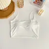 Nuevo Camisón de Seda Hielo para Mujer con Copas, Ajuste Delgado Simple, Espalda Bonita, Top Tubo, Top Corto para Verano