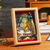 25 Años Nuevo Marco de Fotos Thangka Impreso de Alta Definición Mesa Hecho a Mano Núcleo de Pintura Dorada y Plateada Adornos del Dios de la Riqueza y Bodhisattva