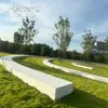 Banco longo aerodinâmico de pedra artificial para exterior, banco de lazer de terrazzo pré-fabricado GRC atacado, feito sob medida de acordo com os desenhos