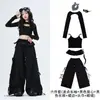 Roupas de jazz para meninas, traje de performance de dança de rua infantil de manga comprida, roupas de prática para crianças, looks estilosos para meninas
