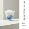 Conjunto de Chá Coleção Girassol Coração de Argila de Jade Pintado à Mão Estilo Chinês Yangmu Azul e Branco Conjunto de Chá Kung Fu Bule Doméstico Gaiwan Xícara de Chá