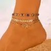 Conjunto de tornozeleiras de corrente com cristal de coração colorido minimalista transfronteiriço europeu e americano, acessório de pé de corrente de metal torcido da moda