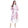 Vestido de alta gama estilo Palacio Vintage con cuello vertical, de un solo botón, cintura ajustada, estampado, para mujer, estilo europeo y americano, adelgazante, elegante, falda larga
