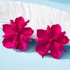 Brincos Exagerados Plissados de Alta Qualidade Pintados em Spray em Formato de Flor para Mulheres Usarem Diariamente com Flores Grandes