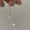 Pulsera de Diamante Azul Super Hada Trébol de Cuatro Hojas Perla Diseño de Nicho Sentido de la Moda Versátil Lujo Ligero Sensación de Gama Alta Pulsera Joyería