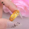 Esperando con ansias el Anillo de Alambre con Forma de Flor Ruyi del mismo estilo que la Tienda de Oro, Color Oro Arena con Incrustaciones de Diamantes Rojo Rosa, Anillo Retro Personalizado de Nuevo Estilo Chino para Mujer