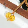 Tienda de Oro Mismo Estilo Oro Antiguo Chapado Diamante Incrustado Doble Caballo Forma de Corazón Colgante Nuevo Chino Retro Amor Doble Caballo Collar Cadena para Suéter