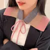 Novo Cachecol Patchwork de Três Cores Estilo Coreano para Primavera, Outono e Inverno do Fabricante, Xale Quente de Inverno com Cordão, Cachecol Multifuncional Feminino