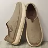Mocassins Casuais de Couro Vazados Respiráveis de Verão Novos para Homens, Sapatos Slip-On com Solado Macio, Mocassins Tamanho Grande 46