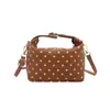 Bolsa de mão com poás artísticos estilo coreano transfronteiriça, novo retrô chique com poás, simples e portátil para o trabalho e compras, bolsa transversal