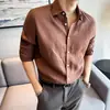 Camisa de Lino Fina para Hombre Nueva de Verano, Estilo Casual de Negocios para el Trabajo, Manga Larga con Cuello de Una Pieza, Estilo Old Money