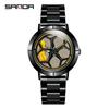 SANDA SANDA 1022 Reloj de Cuarzo para Hombre con Esfera Hueca Correa de Acero Resistente al Agua para la Vida Reloj de Hombre