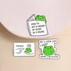 Broche de rana emoji divertido transfronterizo, insignia metálica con frase linda en inglés, pin de decoración creativa para ropa