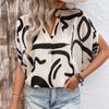 Camisa con estampado geométrico y cuello en V, manga murciélago, estilo europeo y americano, para mujer, Amazon Independent Station 2025