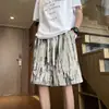 Verão 2025 Novo Design Tie-Dye Shorts Masculino High Street Bonito Calças de Praia Estampadas Largas Cinco Pontos Tendência