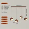 Lámpara de comedor de barra larga con forma de cubo minimalista creativo de estilo medio antiguo, lámpara de noche para dormitorio, lámpara de araña pequeña