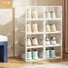 Caja de Zapatos Engrosada Transparente a Prueba de Polvo Caja de Almacenamiento de Zapatos Dormitorio Espacio Pequeño Angosto Ahorrador de Espacio Apilable Simple Zapatero Estante para Zapatos