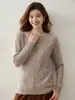 Suéter de malha de cashmere elegante com botões e gola semiaberta para mulheres, pulôver de gola redonda com fio floral para outono e inverno, top base macio e confortável