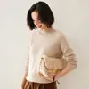 Suéter de Cachemira con Cuello Alto y Mangas Raglán para Mujer Tejido Otoño Invierno Nuevo Agradable a la Piel Casual Sencillo Holgado Versátil Capa Base