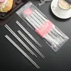 304 Cuadrados No Magnéticos Cinco Pares de Palillos Acero Inoxidable Un Solo Par Palillos Cuadrados Completos para Niños y Adultos Engrosados 8 cm Grado Alimenticio